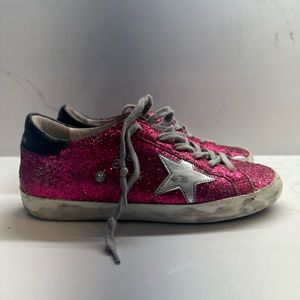 Super-Star sneakers in fuchsia glitter w/ silver laminated leather star size 39